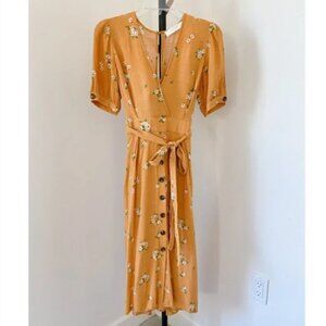 ASTR the Label Yellow Short Sleeve Midi Dress